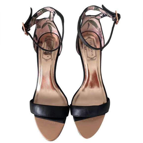 Ted Baker London Shoes - TED BAKER Ulani Black Leather Ankle Strap Stiletto Heeled Sandals MSRP $198 sz 6